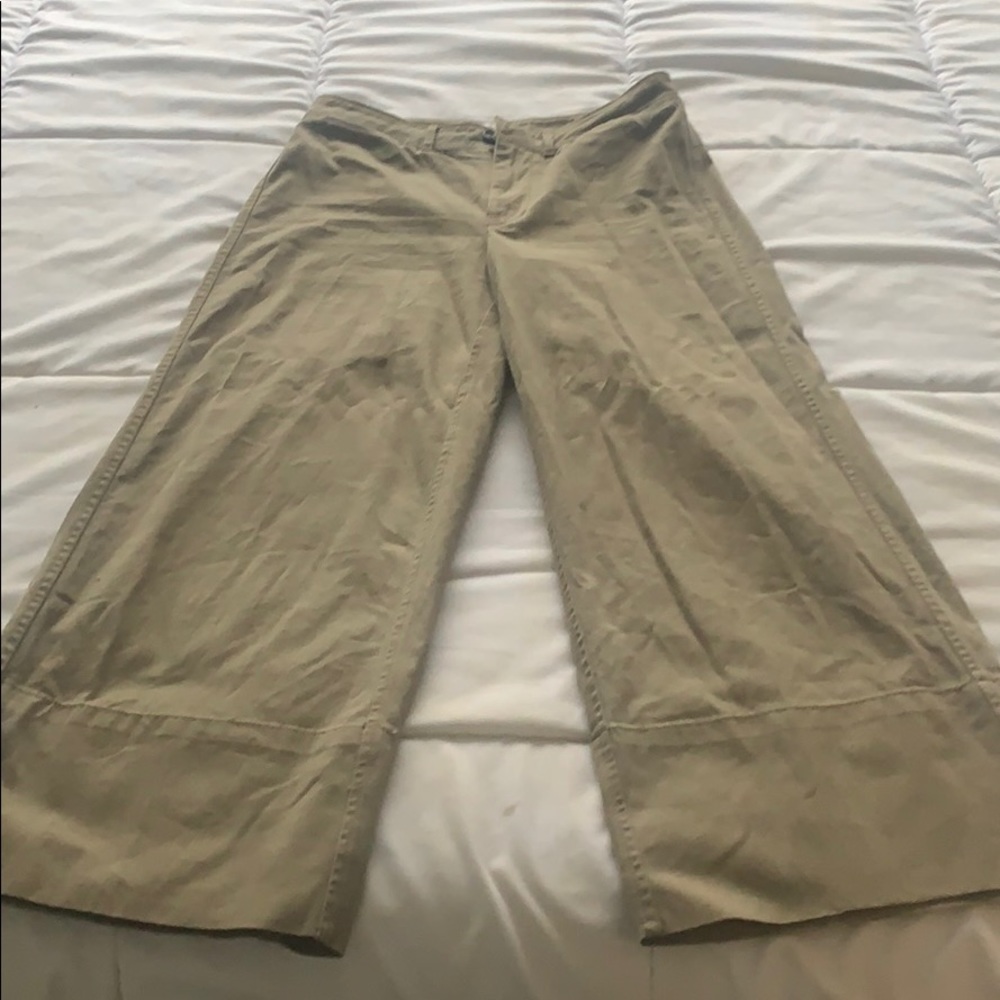 Tan Wide Leg Cropped Pants